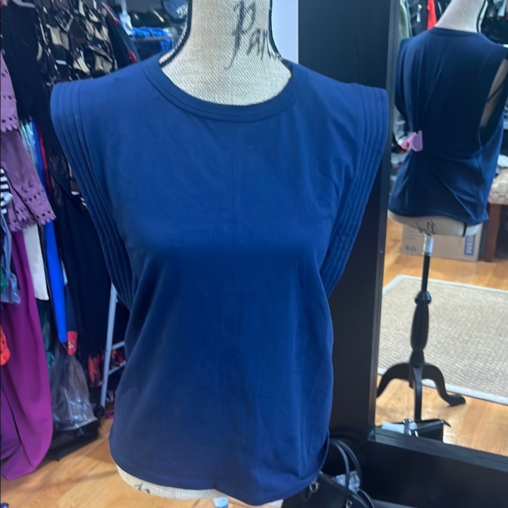 Blue Sleeveless Boxy Muscle Tee